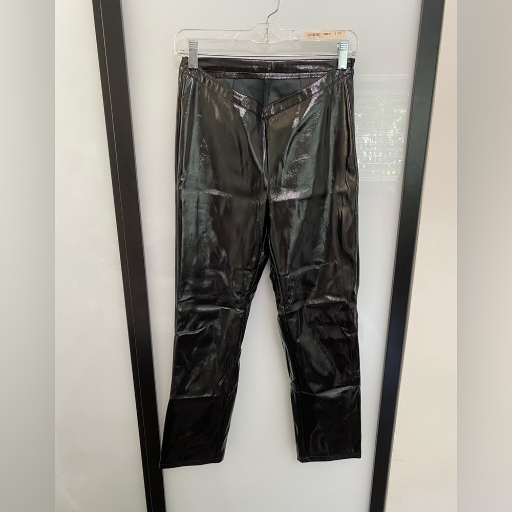 Miss Lola Pleather Pants in Black